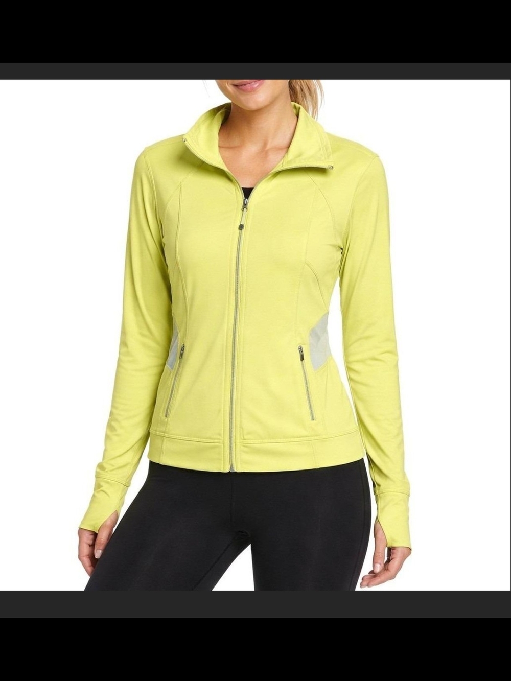 Tangerine Women's Full Zip Side Mesh Panel Stretch Lime Activewear Jacket Size L